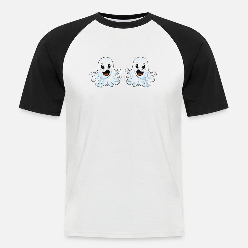 ghost comic - Männer Baseball-T-Shirt - Weiß/Schwarz