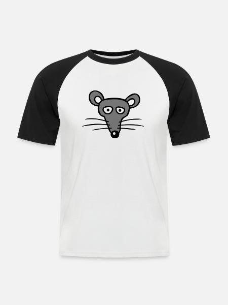 Mus Mus Sød Lille Rotte Gnaver Venlig - Kortærmet herre-baseballshirt - hvid/sort