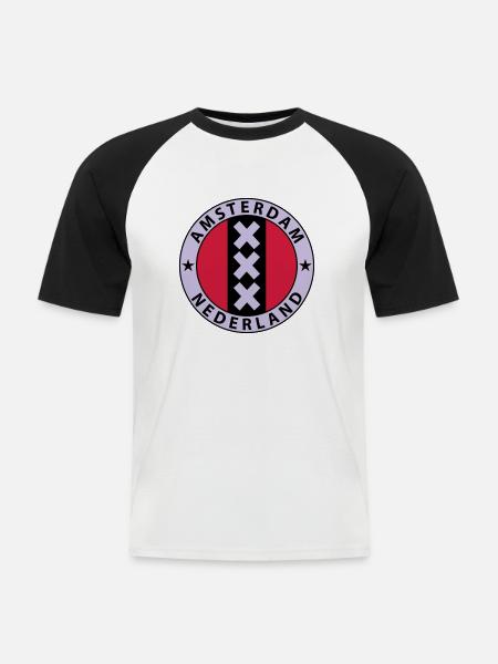 Amsterdam - Männer Baseball-T-Shirt - Weiß/Schwarz