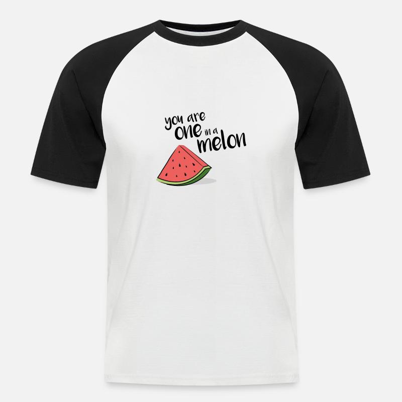 One melon - Männer Baseball-T-Shirt - Weiß/Schwarz