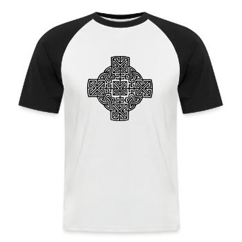 Keltisch Kreuz Symbol Keltenkreuz Radkreuz Kelten - Männer Baseball-T-Shirt - Weiß/Schwarz - Vorne - Nik (191cm)