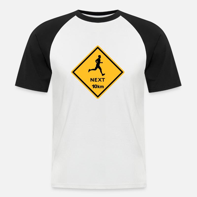 Running man 10km - Männer Baseball-T-Shirt - Weiß/Schwarz