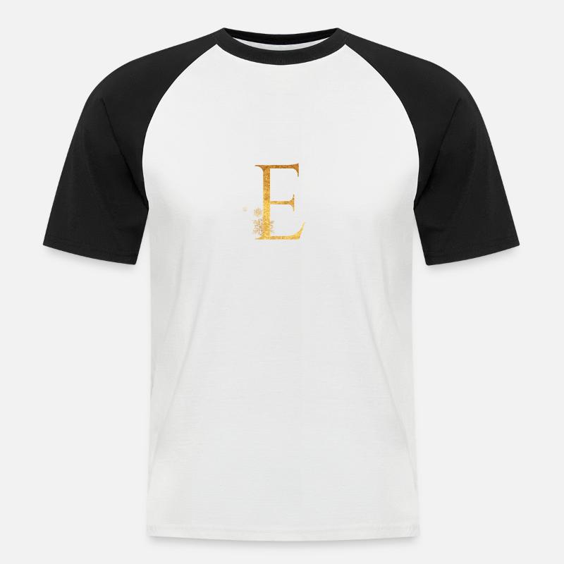 Anfangsbuchstabe E - Männer Baseball-T-Shirt - Weiß/Schwarz