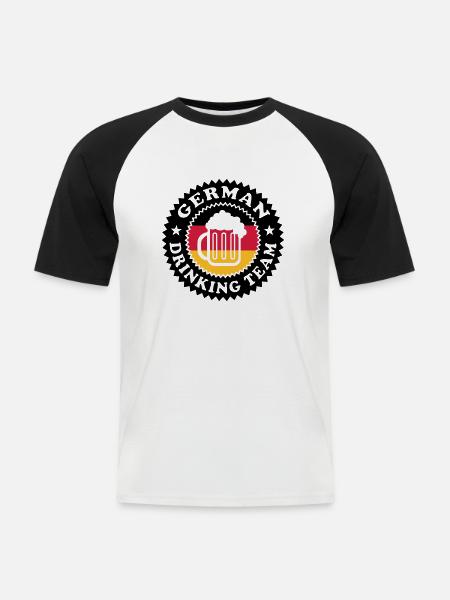German Drinking Team 01 - T-shirt baseball manches courtes Homme - blanc/noir