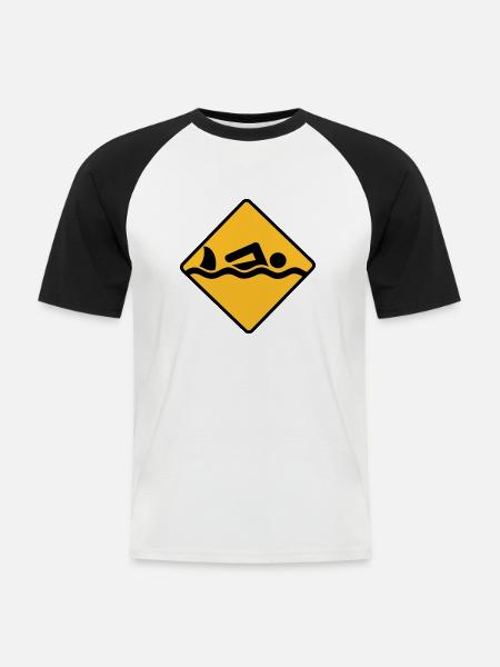 nager - T-shirt baseball manches courtes Homme - blanc/noir