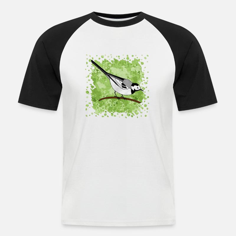 Bachstelze Vogel - Männer Baseball-T-Shirt - Weiß/Schwarz