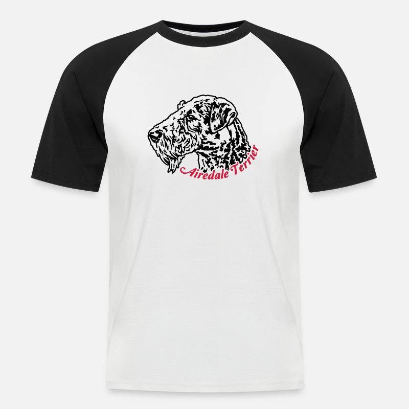 614 Airedale Terrier - Männer Baseball-T-Shirt - Weiß/Schwarz