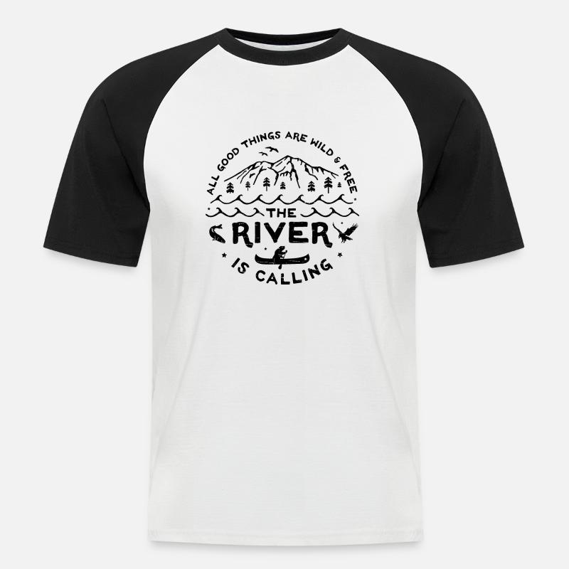 River is Calling s - Männer Baseball-T-Shirt - Weiß/Schwarz