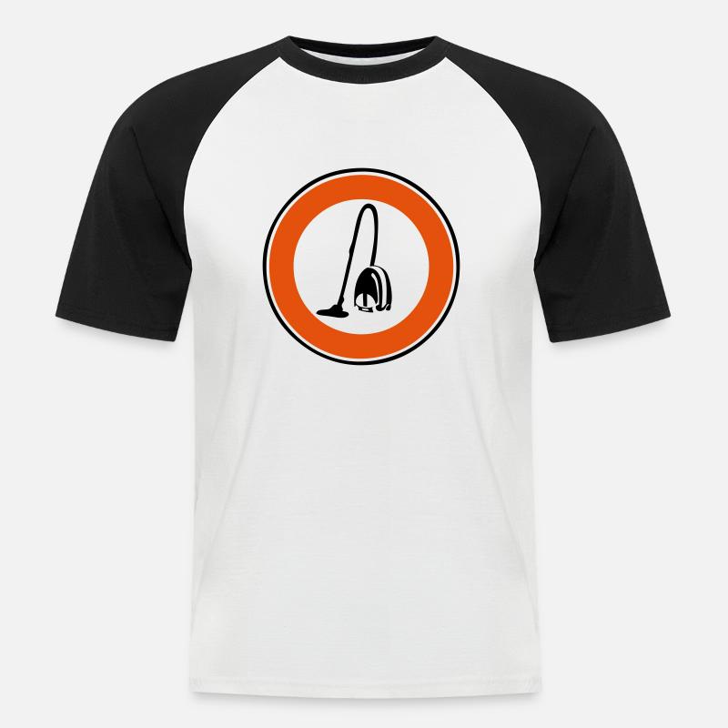 Staubsauger verboten Panel - Männer Baseball-T-Shirt - Weiß/Schwarz