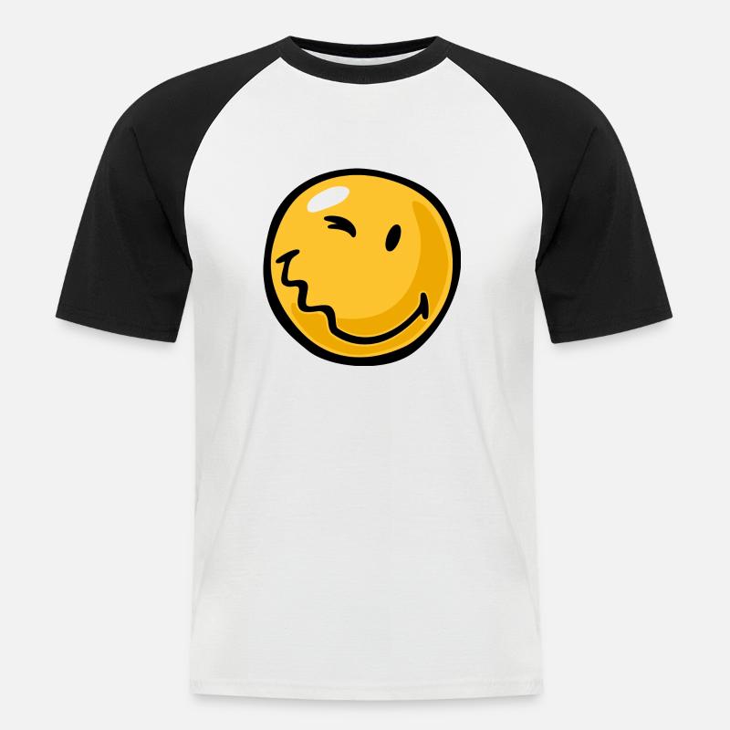 Smiley stung - Kortärmad basebolltröja herr - vit/svart