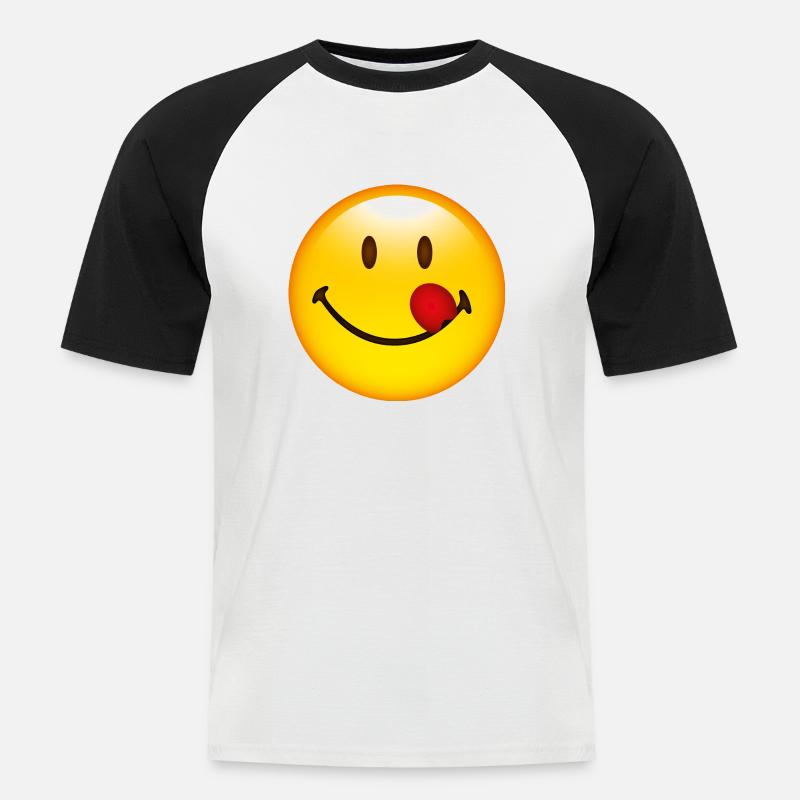 Smiley Taste - Maglia da baseball a manica corta da uomo - bianco/nero
