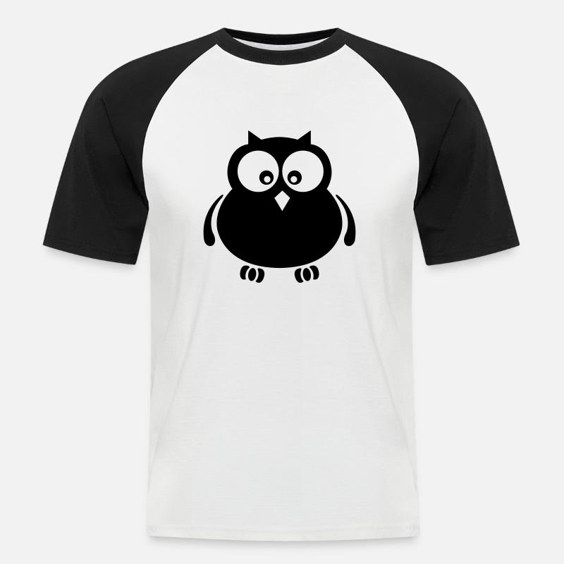 eule - Männer Baseball-T-Shirt - Weiß/Schwarz