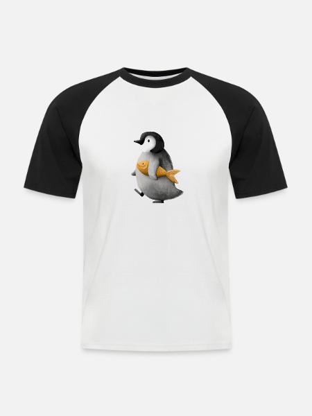 Penguin - Männer Baseball-T-Shirt - Weiß/Schwarz