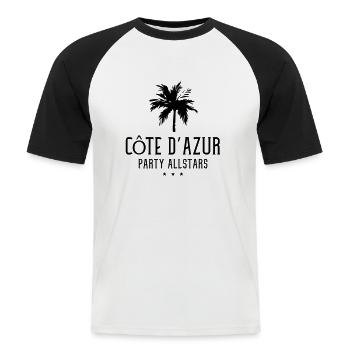 cote d azur party allstars - Männer Baseball-T-Shirt - Weiß/Schwarz - Vorne - Nik (191cm)