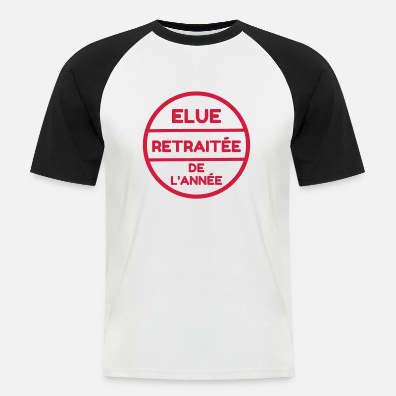retraite / retraité / retraitée / pension - T-shirt baseball manches courtes Homme - blanc/noir