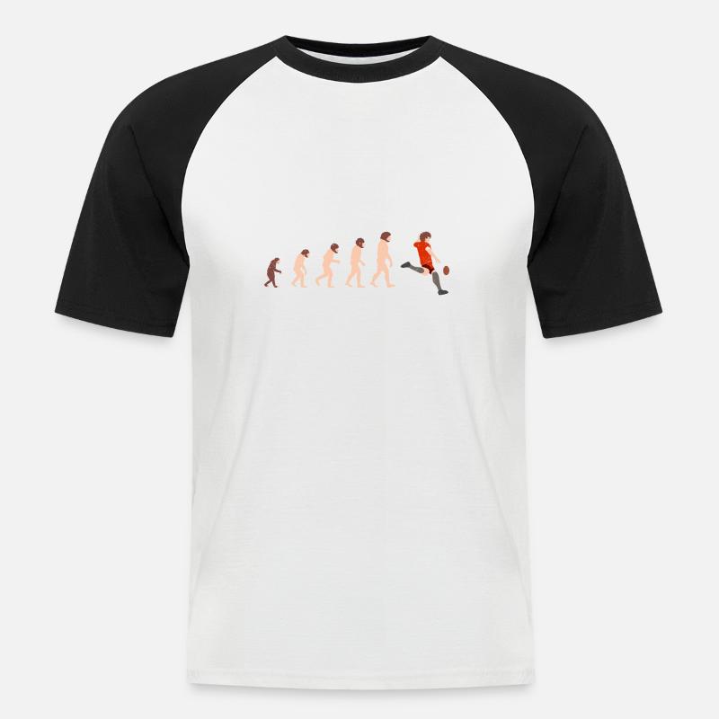 Evolution Rugby Funny Gift Idea - Men's Baseball T-Shirt - white/black