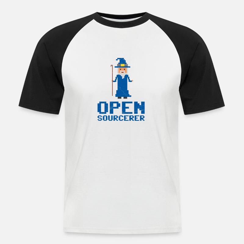Entwickler Open Sourcerer Lustige Geschenkidee - Männer Baseball-T-Shirt - Weiß/Schwarz