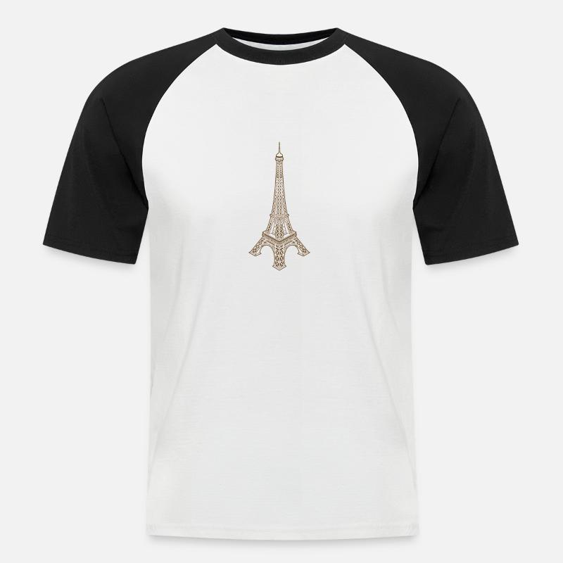 Eiffelturm - Männer Baseball-T-Shirt - Weiß/Schwarz
