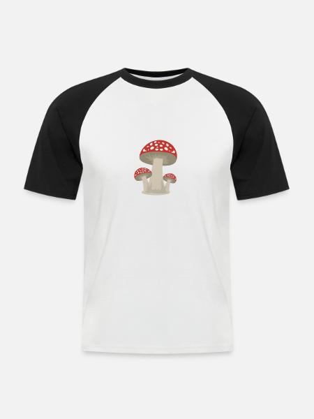Mushroom lucky guy forest gift idea - Men's Baseball T-Shirt - white/black