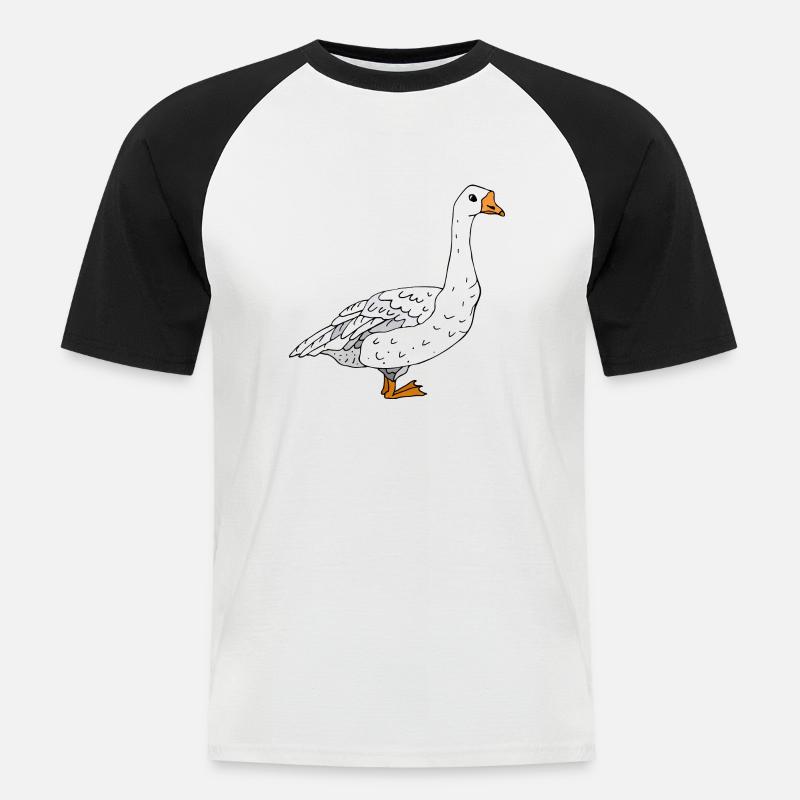 Gans - Männer Baseball-T-Shirt - Weiß/Schwarz