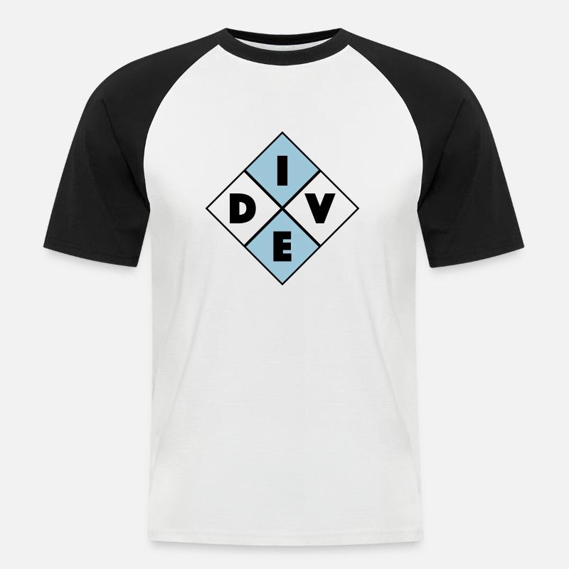 Dive - Männer Baseball-T-Shirt - Weiß/Schwarz