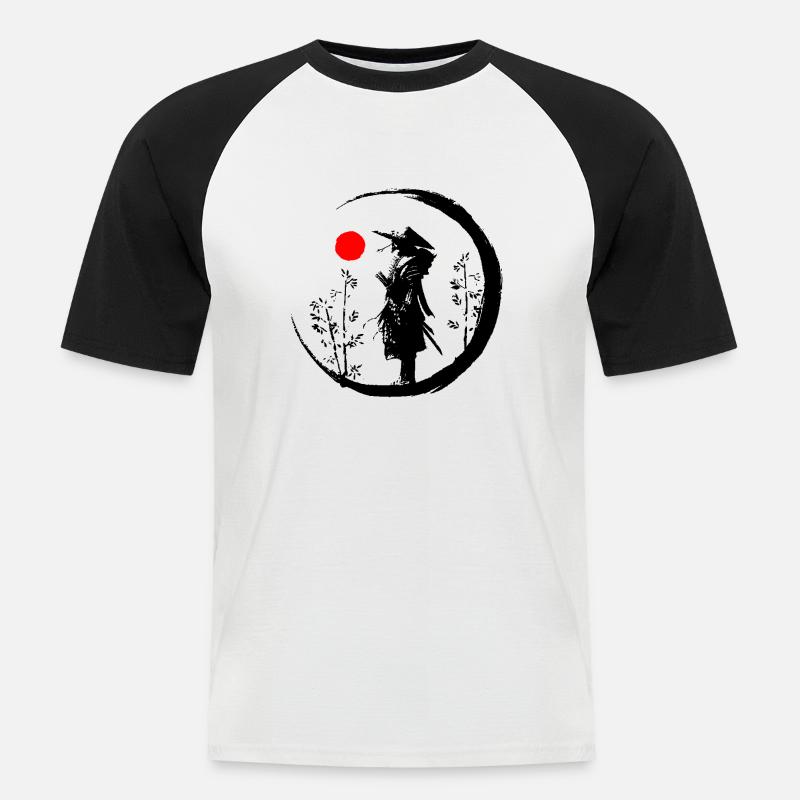 Samurai - Männer Baseball-T-Shirt - Weiß/Schwarz