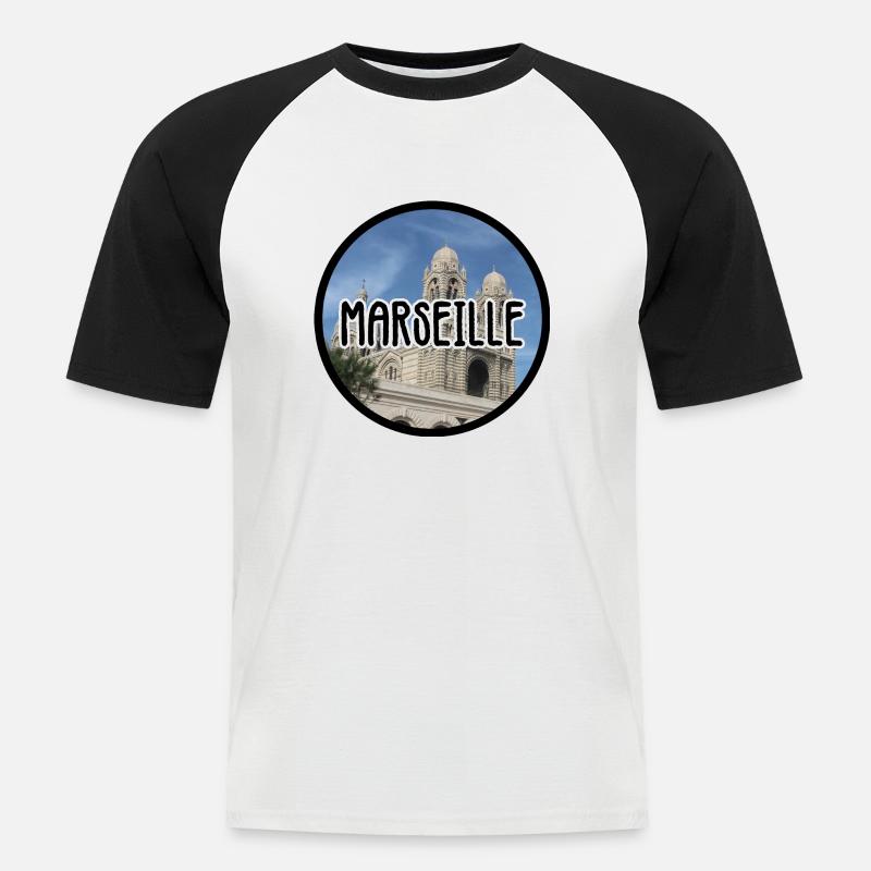 Marseille La Major - T-shirt baseball manches courtes Homme - blanc/noir