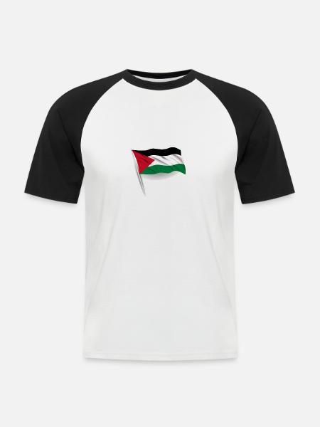 Free Palestine - Men's Baseball T-Shirt - white/black