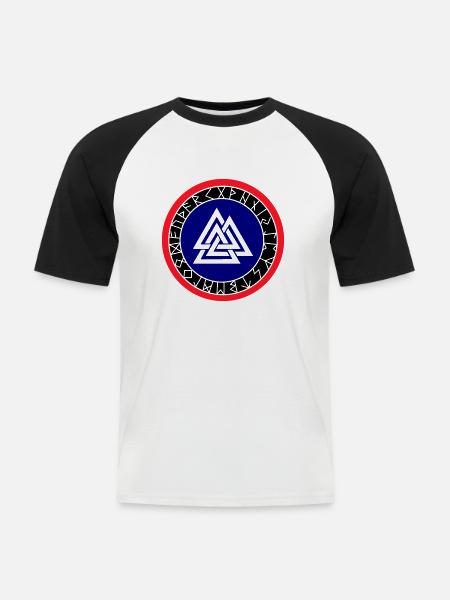 Viking Compass Wotan - Men's Baseball T-Shirt - white/black
