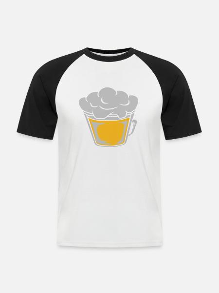 Draufsicht von oben Bier - Männer Baseball-T-Shirt - Weiß/Schwarz