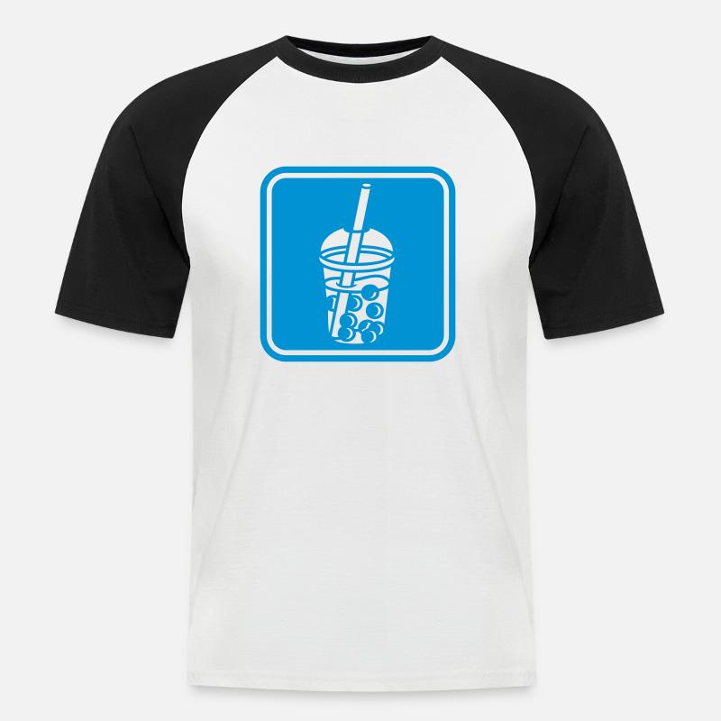 Button Schild Bubble Tea - Männer Baseball-T-Shirt - Weiß/Schwarz