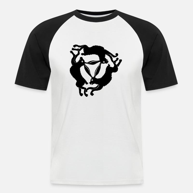 Drei Hasen - Männer Baseball-T-Shirt - Weiß/Schwarz