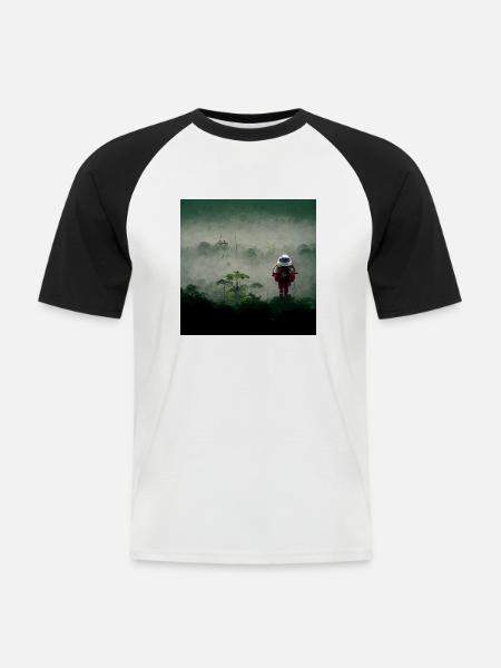Lonely Voyager 001 - Männer Baseball-T-Shirt - Weiß/Schwarz