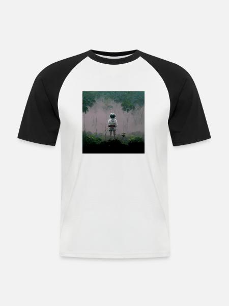 Lonely Voyager 079 - Männer Baseball-T-Shirt - Weiß/Schwarz