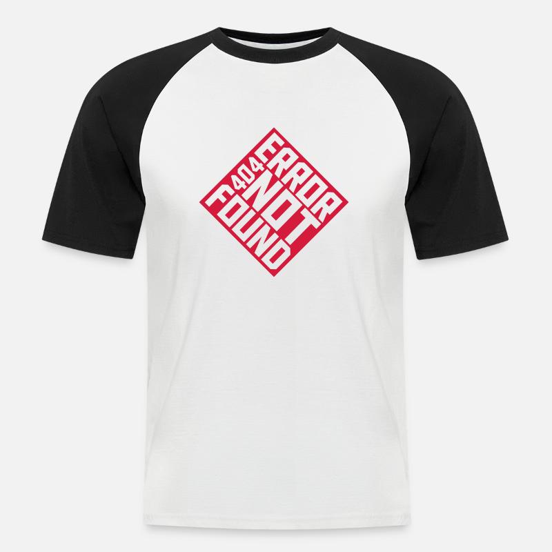 Error 404 not found - Männer Baseball-T-Shirt - Weiß/Schwarz