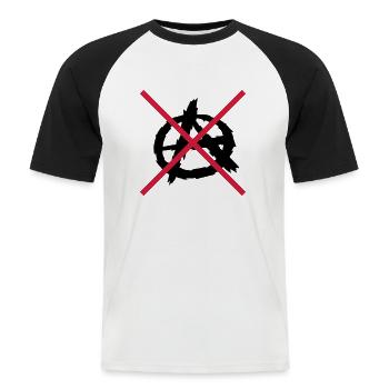 No anarchy symbol logo - Men's Baseball T-Shirt - white/black - Front - Nik (191cm)