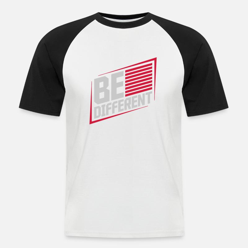Be different Logo Design - Männer Baseball-T-Shirt - Weiß/Schwarz