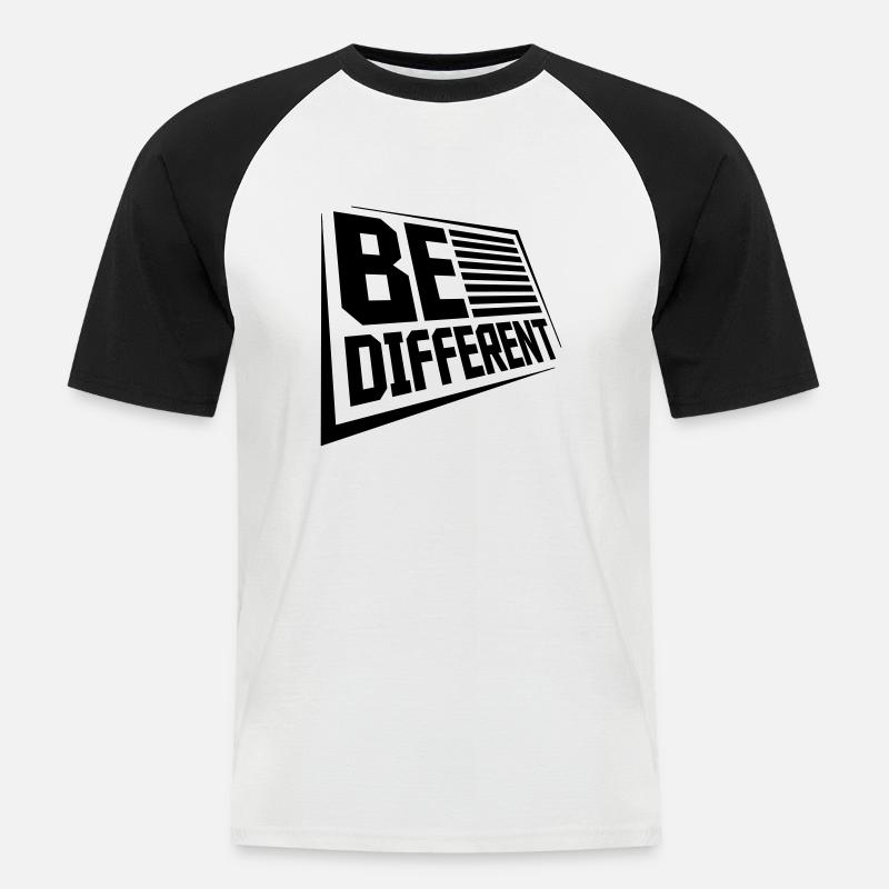 Be different Logo Design - Männer Baseball-T-Shirt - Weiß/Schwarz
