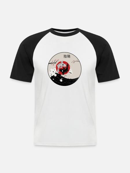 Yin und Yang - Männer Baseball-T-Shirt - Weiß/Schwarz