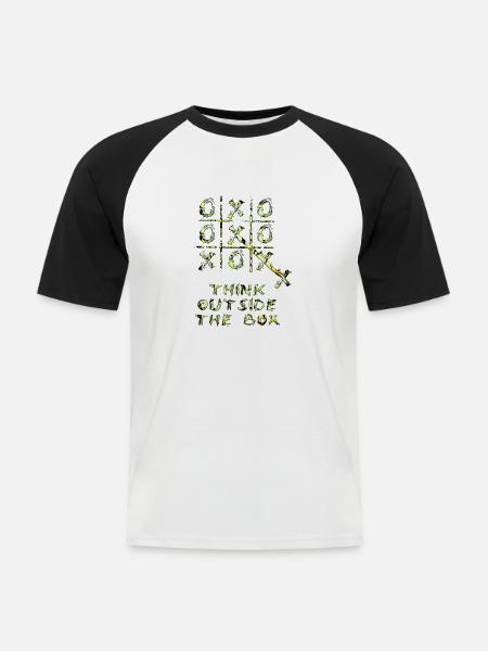 Denken Sie über den Tellerrand hinaus positive Gedanken glücklich - Männer Baseball-T-Shirt - Weiß/Schwarz