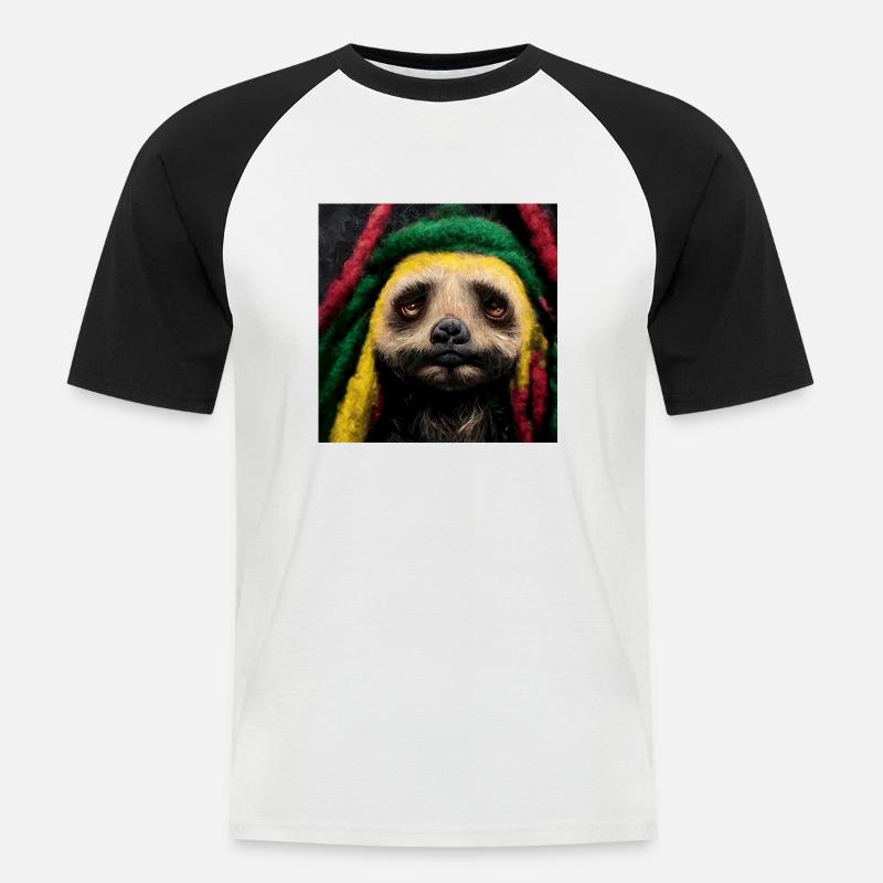 Bradipo rasta - Maglia da baseball a manica corta da uomo - bianco/nero