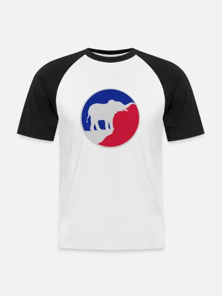 Elephant Silhouette Cliff Moon - Men's Baseball T-Shirt - white/black