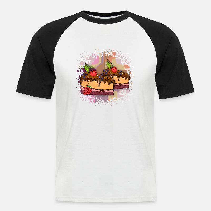 Gâteau - T-shirt baseball manches courtes Homme - blanc/noir