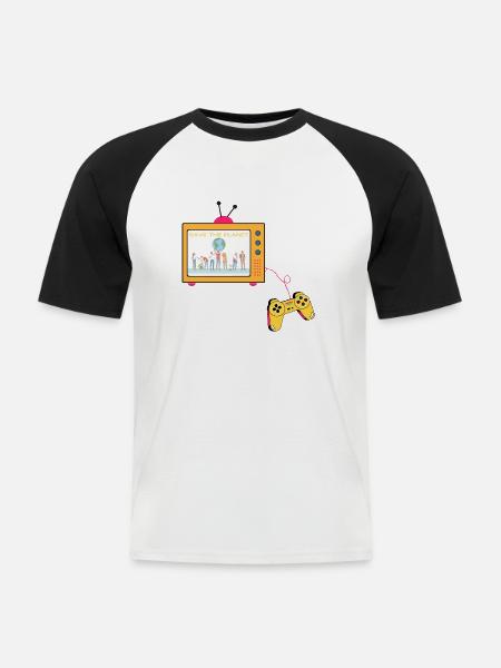 Save the Planet - Männer Baseball-T-Shirt - Weiß/Schwarz