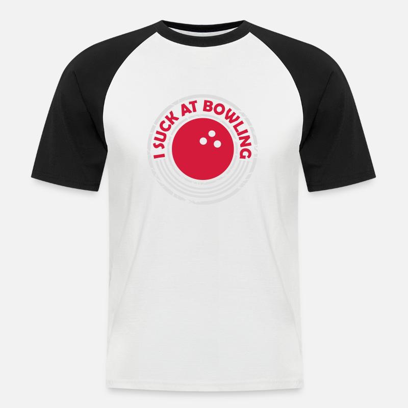 I suck at bowling - Männer Baseball-T-Shirt - Weiß/Schwarz