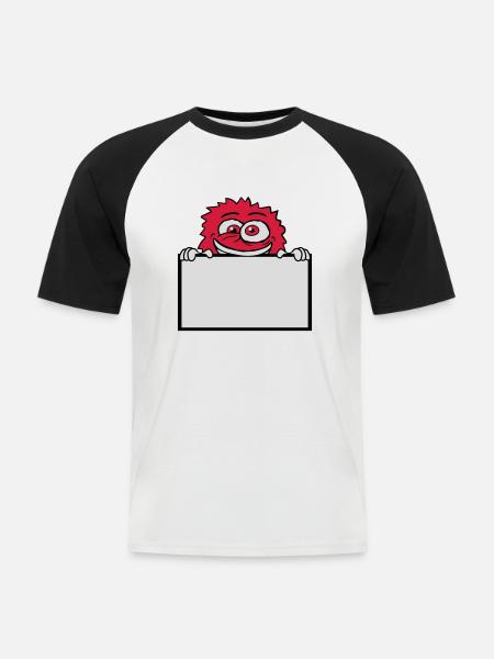 Sign show insane monster - Men's Baseball T-Shirt - white/black