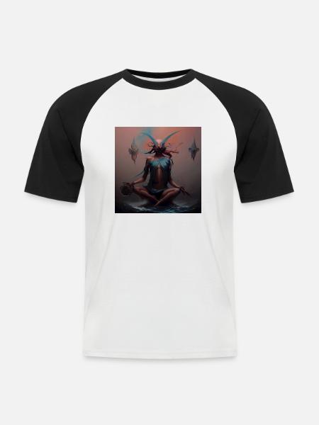 ARTWORK SPIRITUAL _08 - Männer Baseball-T-Shirt - Weiß/Schwarz