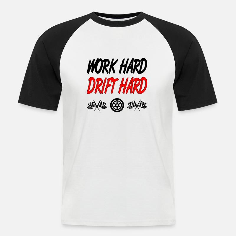 Auto - Männer Baseball-T-Shirt - Weiß/Schwarz