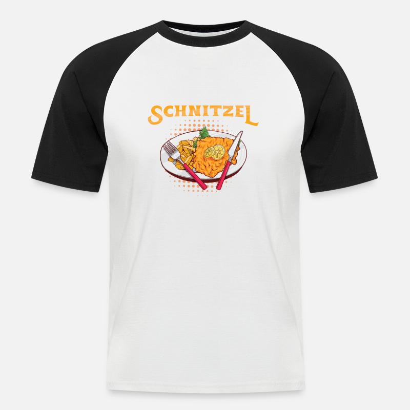 Nur noch ein Schnitzel versprochen - Männer Baseball-T-Shirt - Weiß/Schwarz