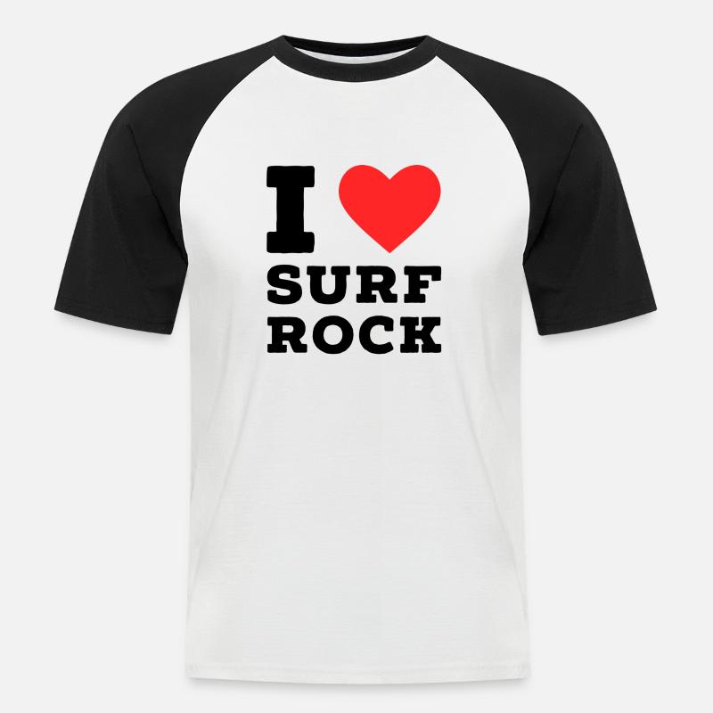Ich liebe Surf Rock - Männer Baseball-T-Shirt - Weiß/Schwarz